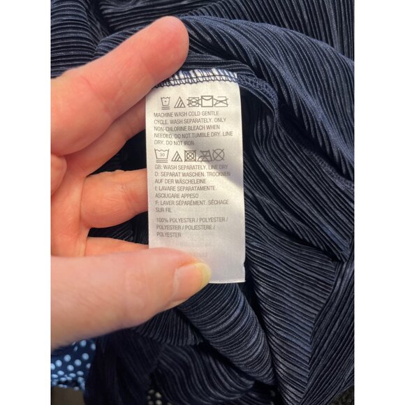 H by Halston Womens Two-Piece Navy Blue Micro Pleat Lounge Pants Set Size Medium - Picture 8 of 9